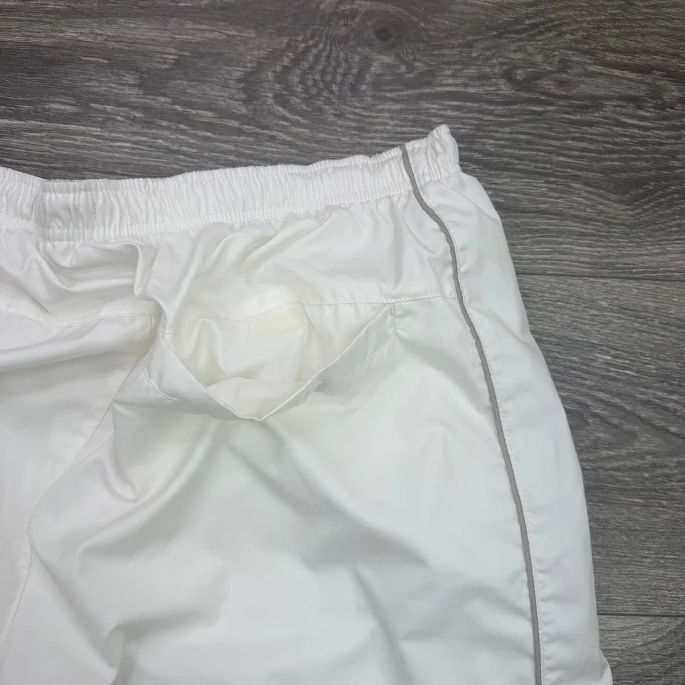 Vintage Nike Track Pants Mens Large White Baggy Ankle Zip Side Swoosh 90s Y2K